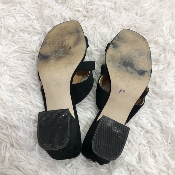 Sacha London Suede Strappy Slip On Block Heels Black 7 - Picture 6 of 8